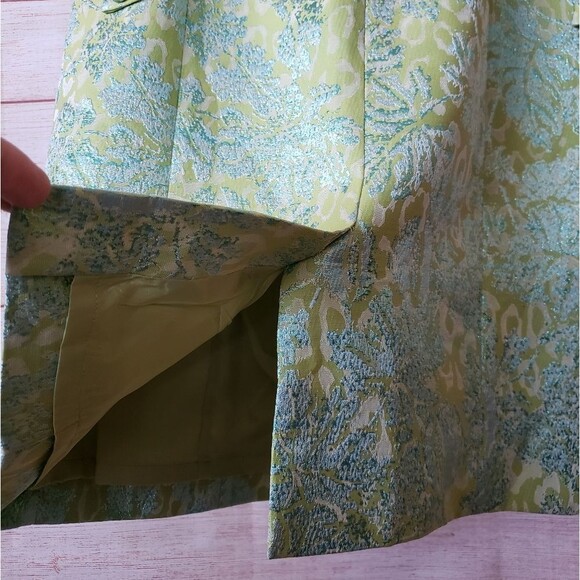 Ricki Freeman Teri Jon Floral Brocade Metallic Embellished Belt Sheath Dress - Picture 7 of 12